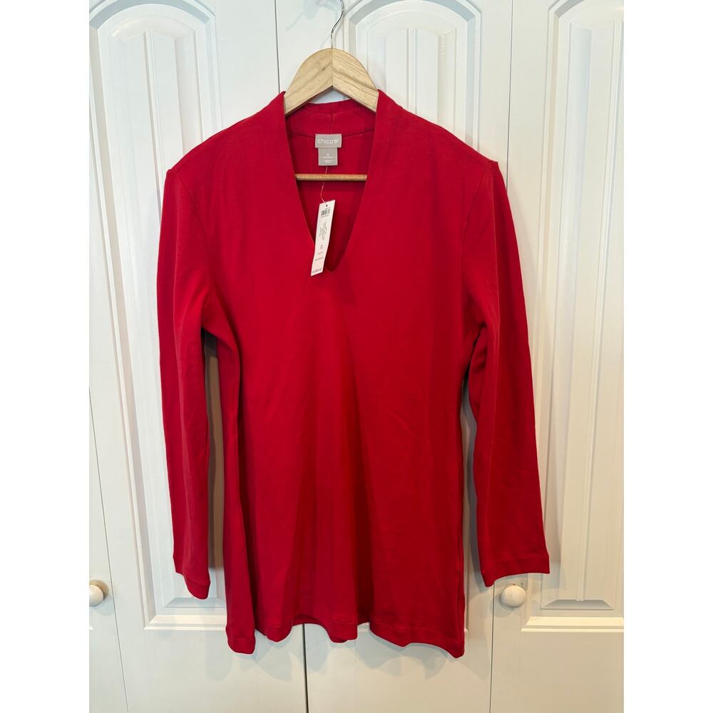 Chico's Red Tunic Top Size‎ 0 (Size Small)
